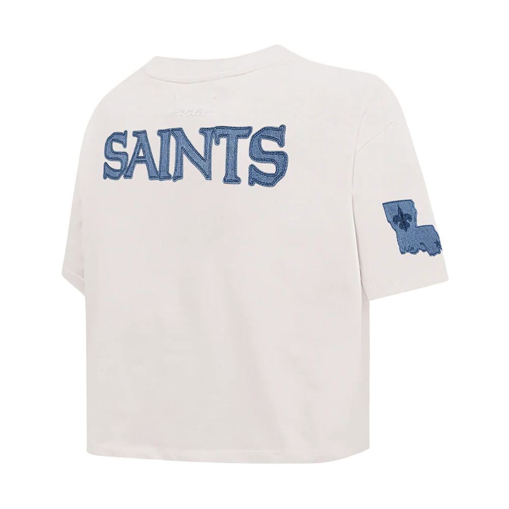 NFL NEW ORLEANS SAINTS VARSITY BLUES WOMEN'S SJ BOXY TEE (LINEN) - Image 13