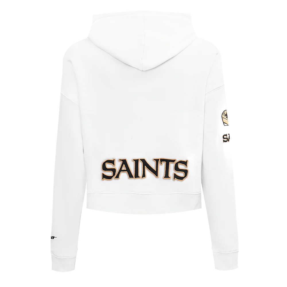 NFL NEW ORLEANS SAINTS CLASSIC FLEECE CROPPED PULLOVER HOODIE (WHITE) - Image 4