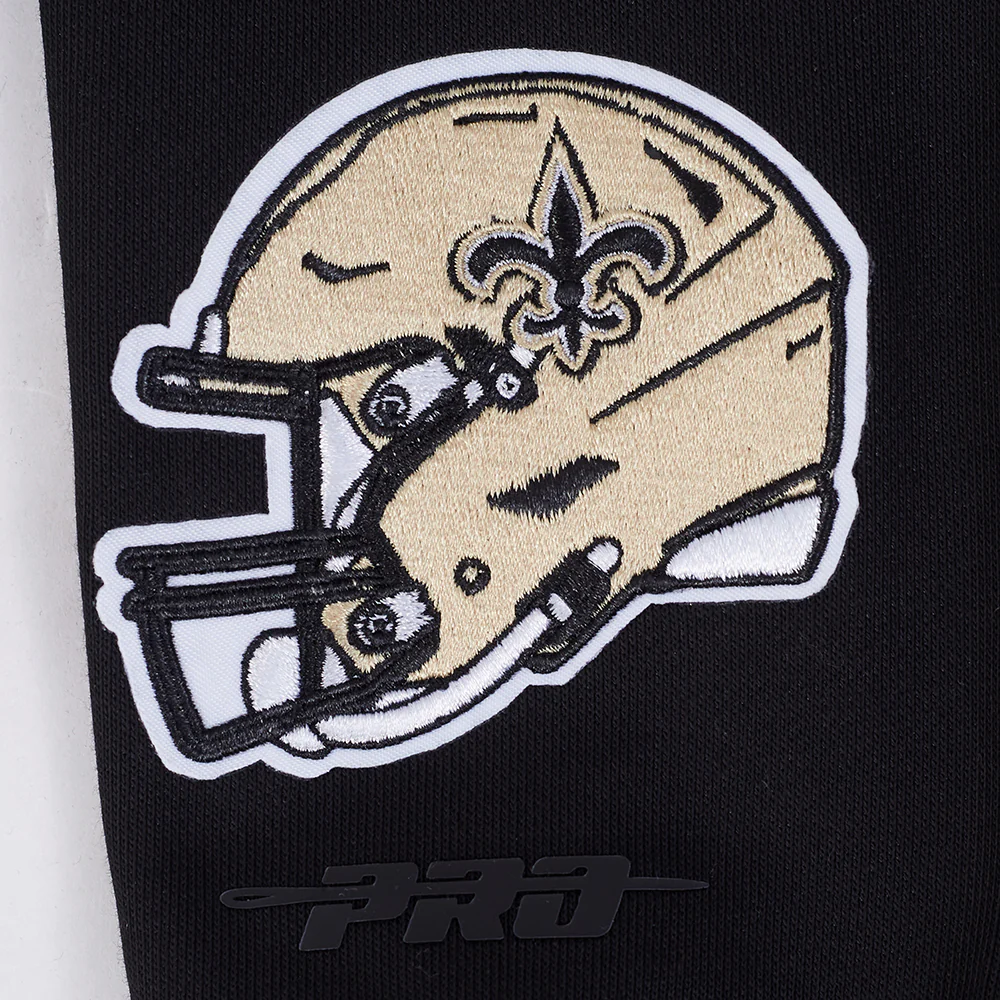 NFL NEW ORLEANS SAINTS MASHUP WOMEN'S RIB CROPPED PO HOODIE (BLACK) - Image 7