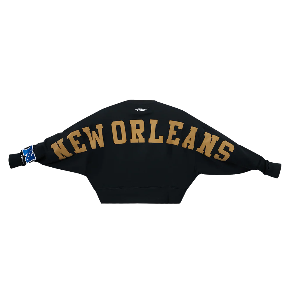 NFL NEW ORLEANS SAINTS WINGSPAN WOMEN'S FLC CREWNECK (BLACK)