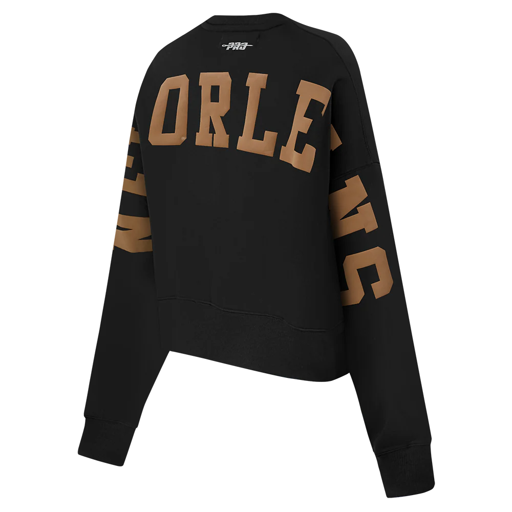 NFL NEW ORLEANS SAINTS WINGSPAN WOMEN'S FLC CREWNECK (BLACK) - Image 5