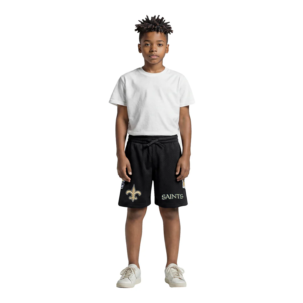 NFL NEW ORLEANS SAINTS CLASSIC LITTLE BOY'S MESH SHORT (BLACK) - Image 3