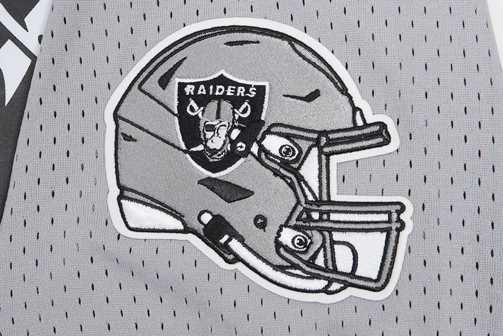 NFL LAS VEGAS RAIDERS SCRIPT TAIL MEN'S MESH BUTTON DOWN SHIRT (GRAY) - Image 7