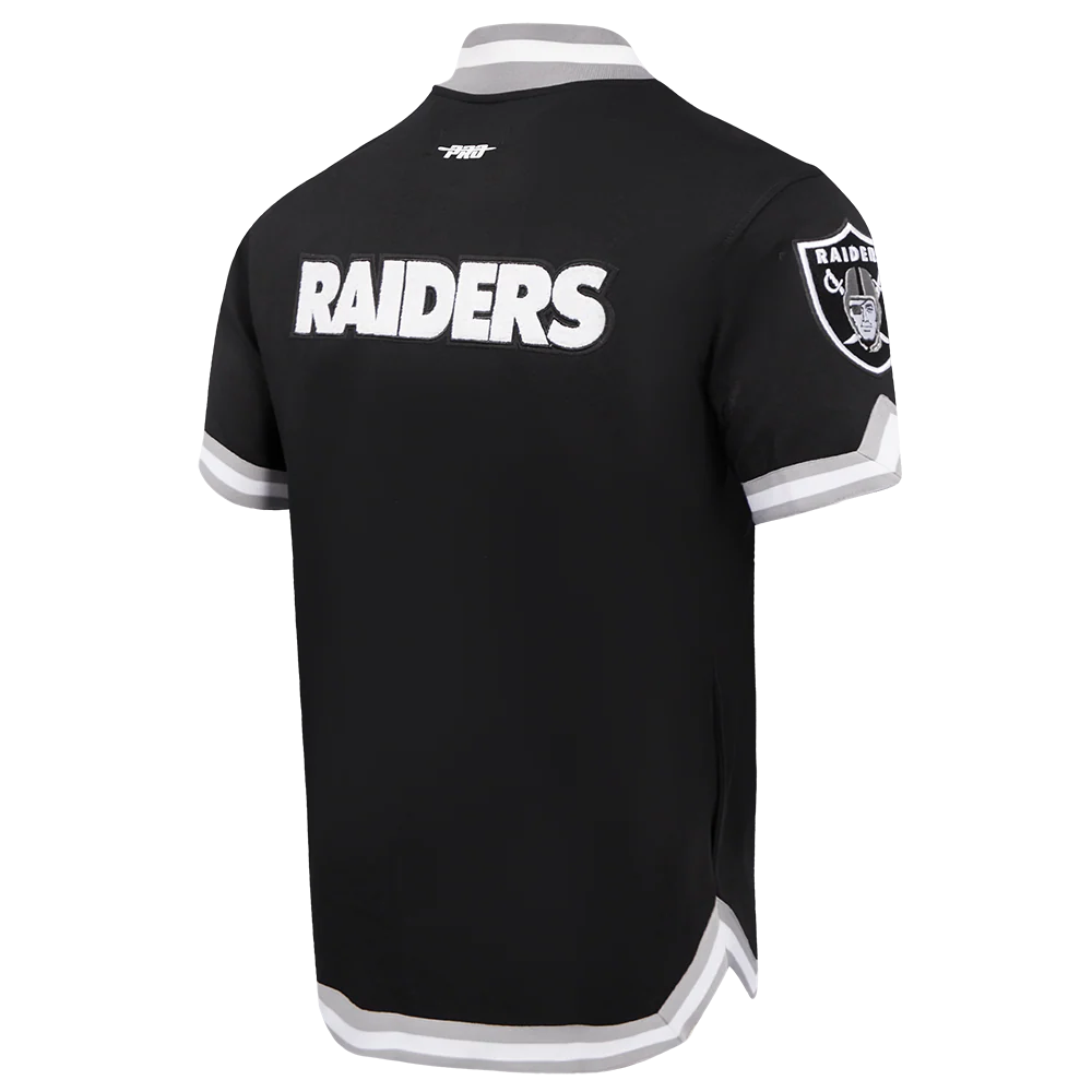 NFL LAS VEGAS RAIDERS CLASSIC MEN'S WARM UP JACKET (BLACK/GRAY) - Image 4