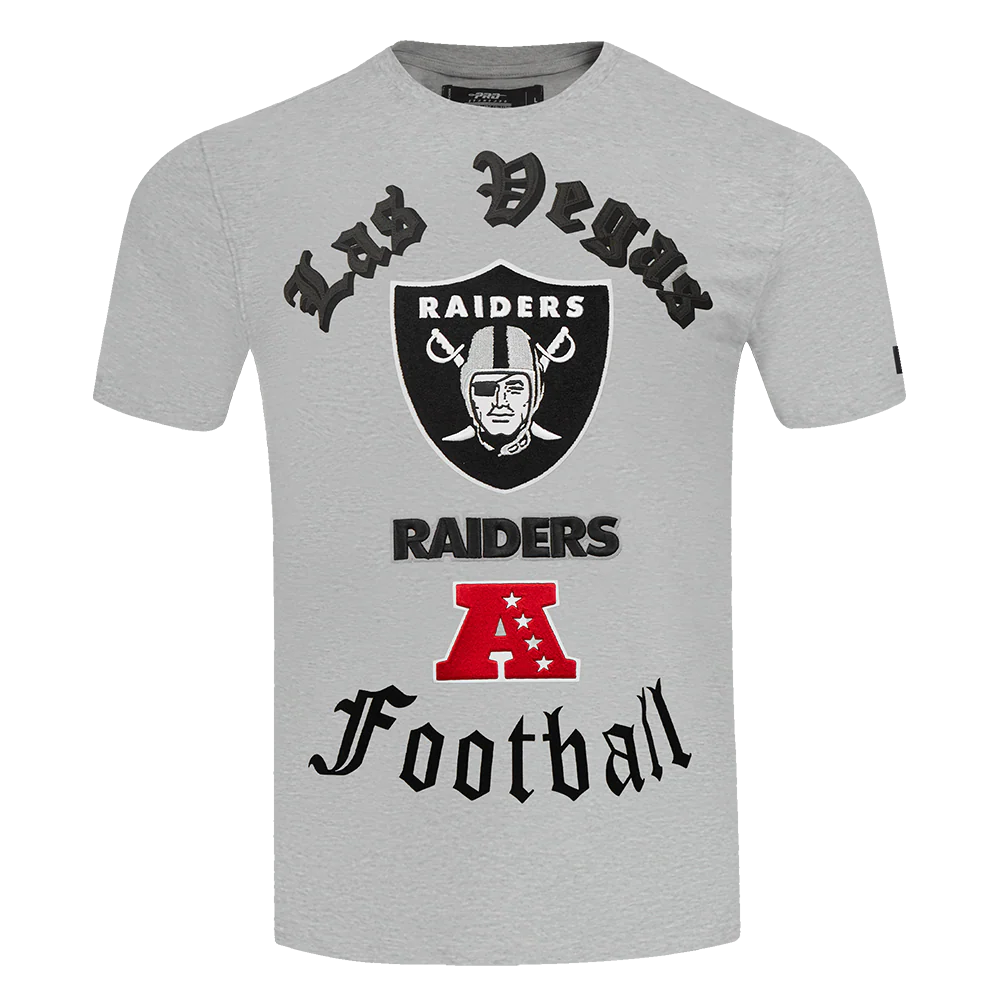 NFL LAS VEGAS RAIDERS OLD ENGLISH MEN'S TEE (HEATHER GREY)