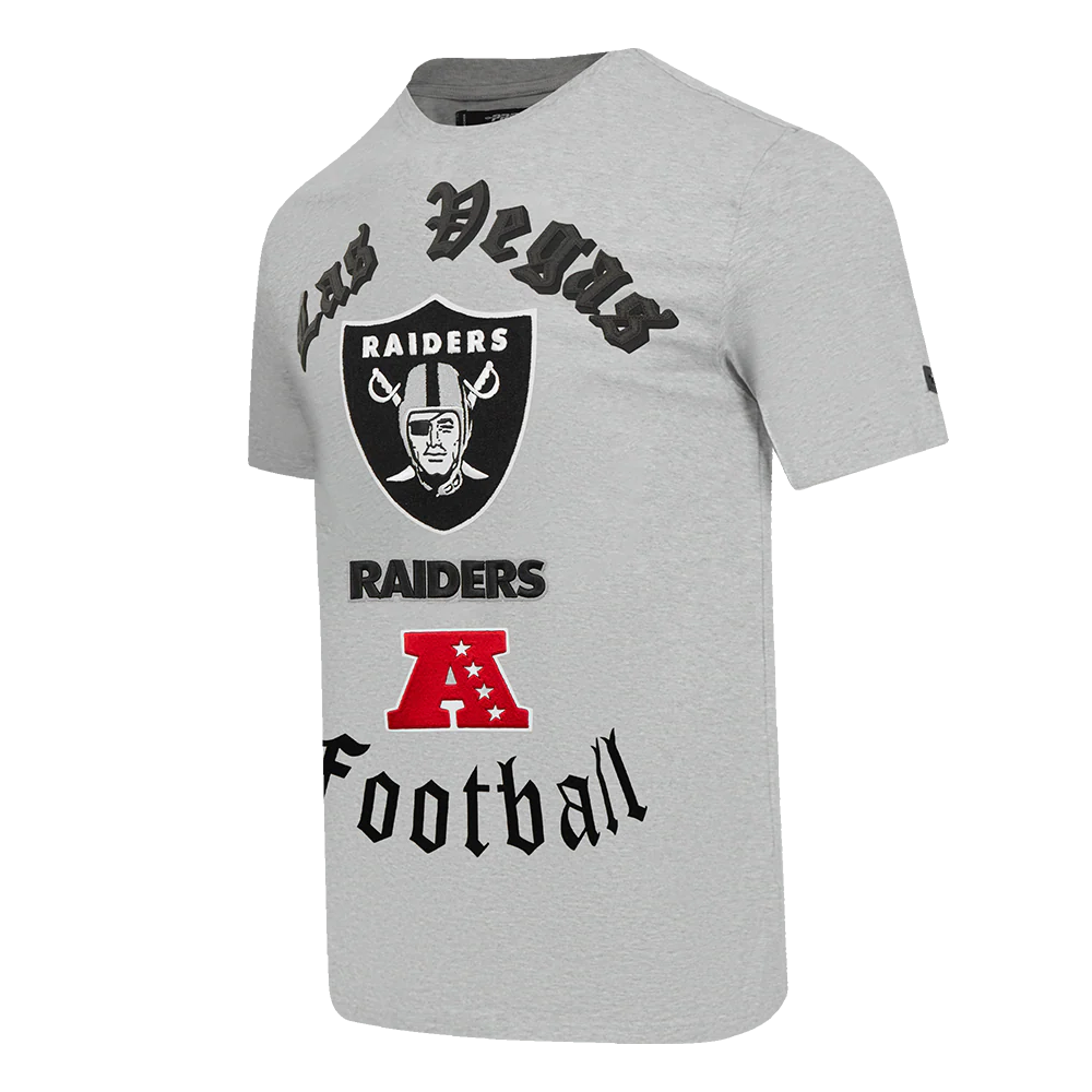 NFL LAS VEGAS RAIDERS OLD ENGLISH MEN'S TEE (HEATHER GREY) - Image 2