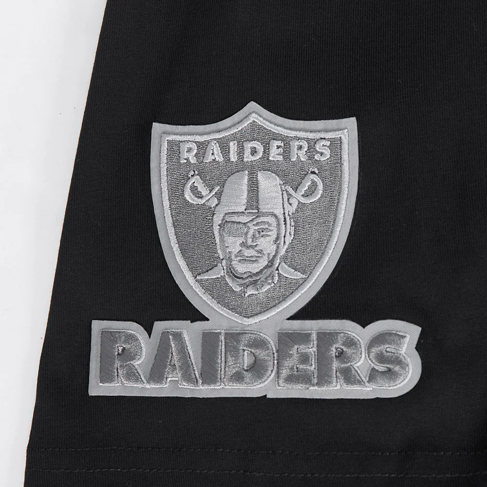 NFL LAS VEGAS RAIDERS REVERSE FRENCH TERRY MEN'S COTTON JERSEY DROP SHOULDER TEE (BLACK) - Image 6