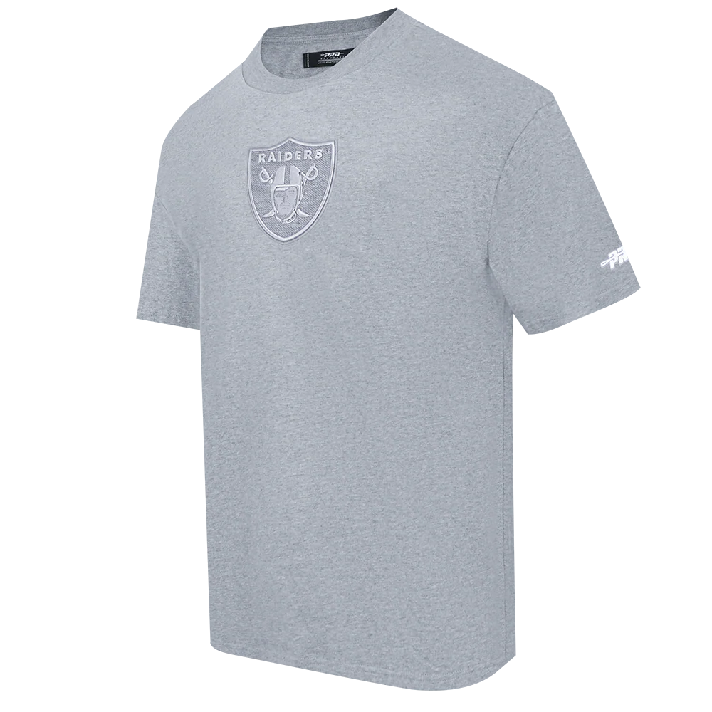 NFL LAS VEGAS RAIDERS REVERSE FRENCH TERRY MEN'S COTTON JERSEY DROP SHOULDER TEE (DARK HEATHER GRAY) - Image 2