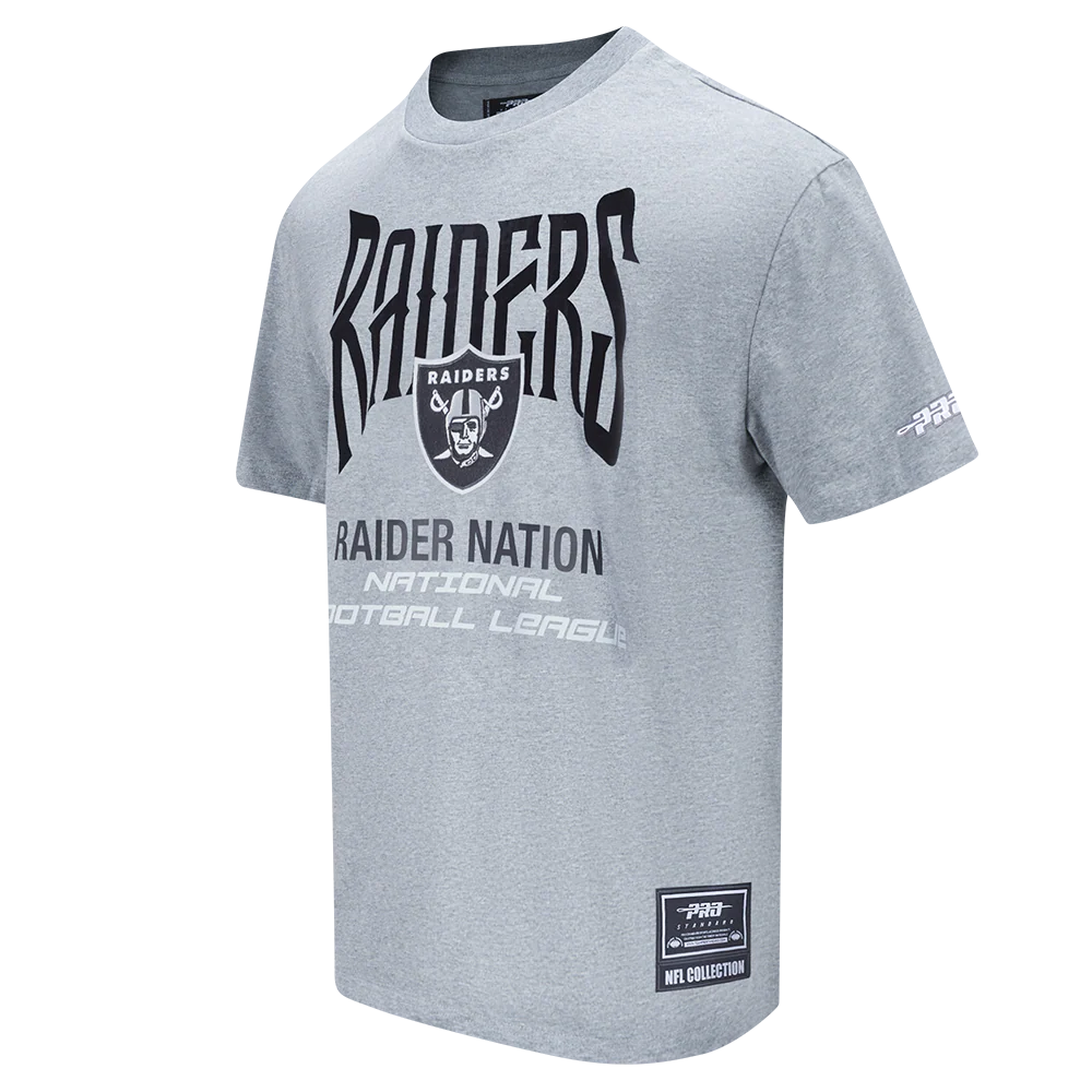 NFL LAS VEGAS RAIDERS CITY TOUR 2.0 MEN'S COTTON JERSEY DROP SHOULDER TEE (DARK HEATHER GRAY) - Image 2