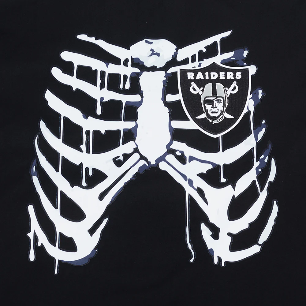 NFL LAS VEGAS RAIDERS RIB CAGE MEN'S COTTON JERSEY DROP SHOULDER TEE (BLACK) - Image 5