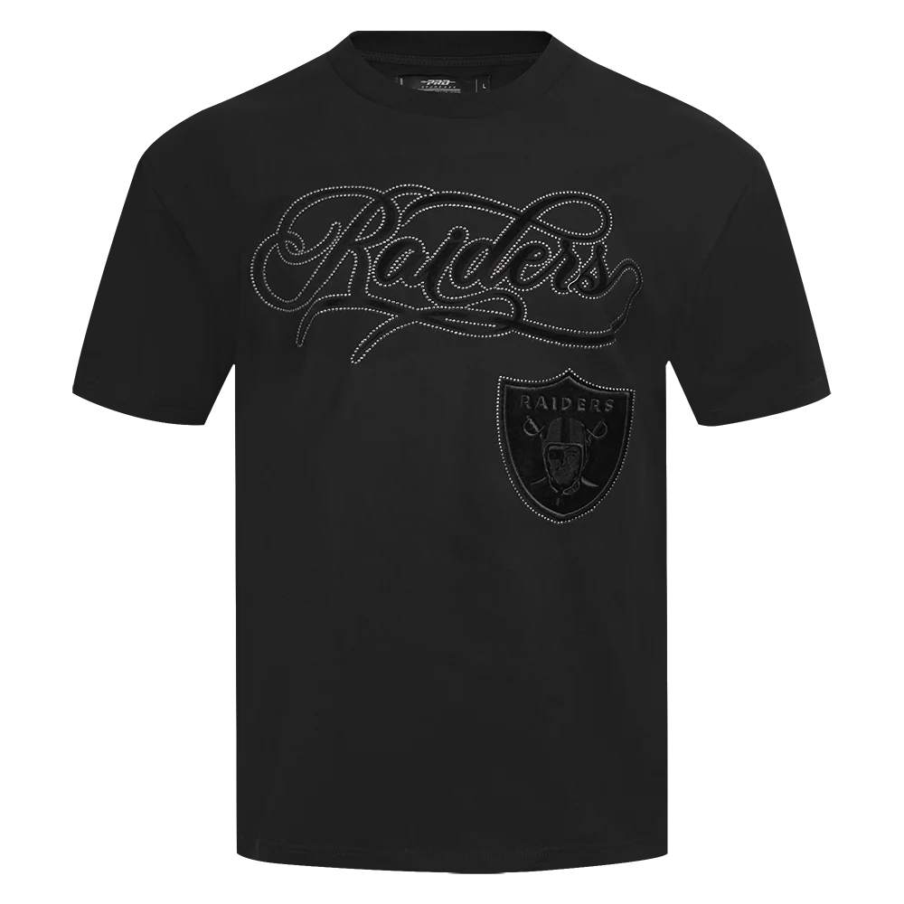 NFL LAS VEGAS RAIDERS BLACKOUT MEN'S CJ DROP SHOULDER TEE (BLACK) - Image 5