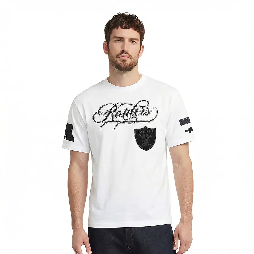 NFL LAS VEGAS RAIDERS BLACKOUT MEN'S CJ DROP SHOULDER TEE (White)