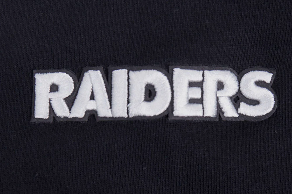 NFL LAS VEGAS RAIDERS SCRIPT TAIL MEN'S RIB FLEECE PULLOVER HOODIE (BLACK/GRAY) - Image 6