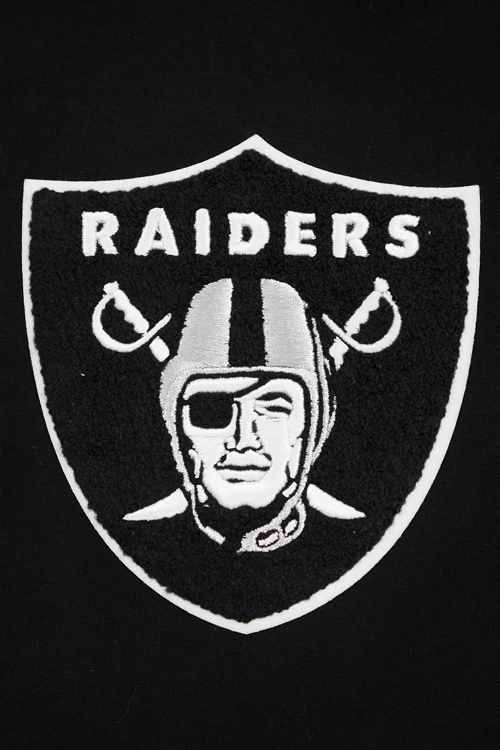 NFL LAS VEGAS RAIDERS CLASSIC CHENILLE DOUBLE KNIT PULLOVER HOODIE (BLACK) - Image 6