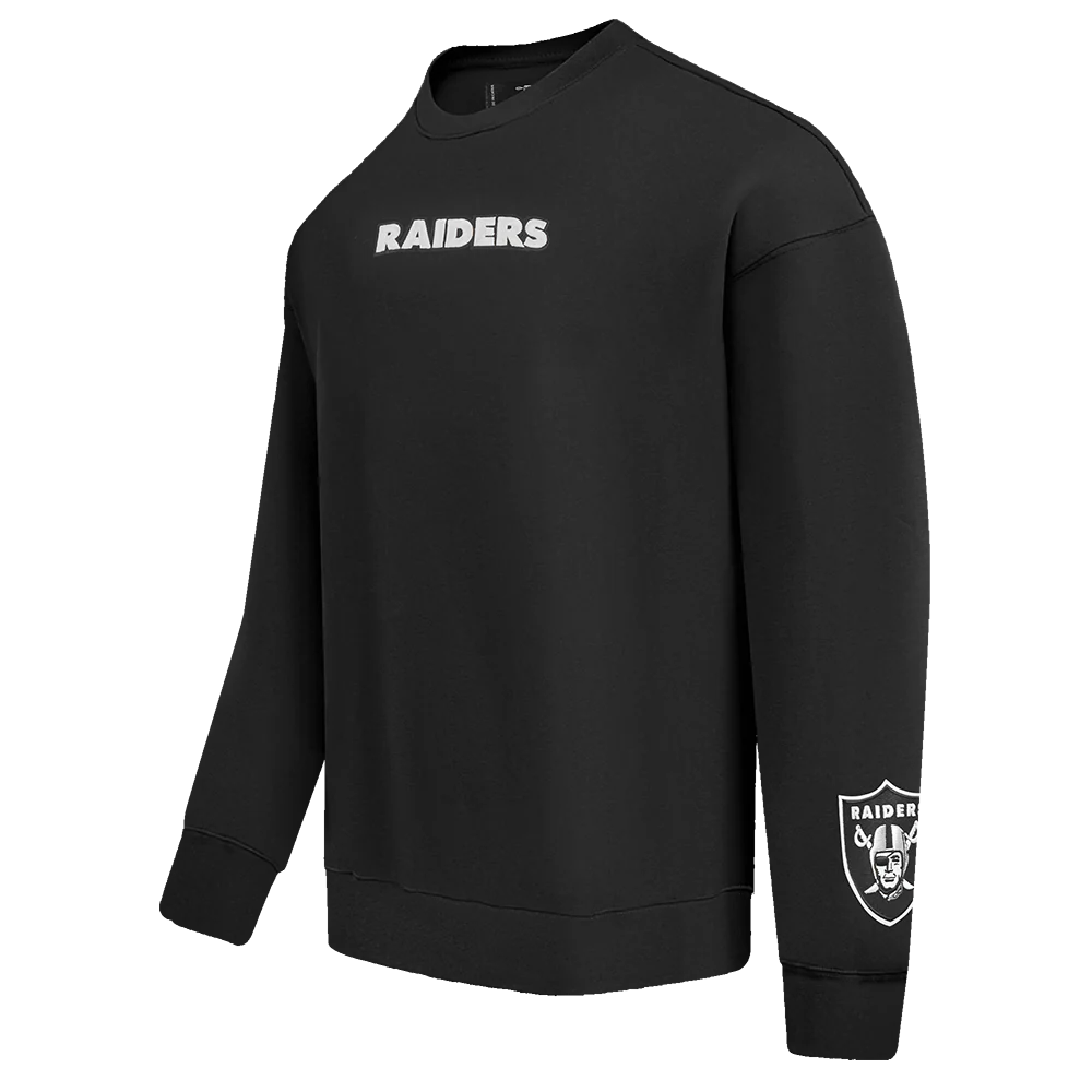 NFL LAS VEGAS RAIDERS WINGSPAN MEN'S DROP SHOULDER FLEECE CREWNECK (BLACK) - Image 3