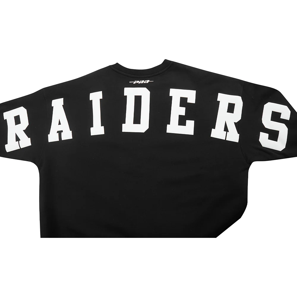 NFL LAS VEGAS RAIDERS WINGSPAN MEN'S DROP SHOULDER FLEECE CREWNECK (BLACK) - Image 7