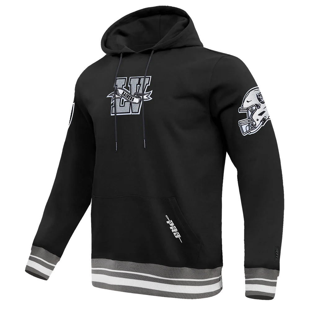 NFL LAS VEGAS RAIDERS TEAM PENNANTS MEN'S RIB FLEECE PULLOVER HOODIE (BLACK/GRAY) - Image 2