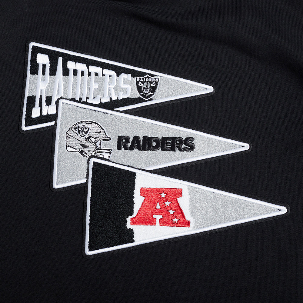 NFL LAS VEGAS RAIDERS TEAM PENNANTS MEN'S RIB FLEECE PULLOVER HOODIE (BLACK/GRAY) - Image 6