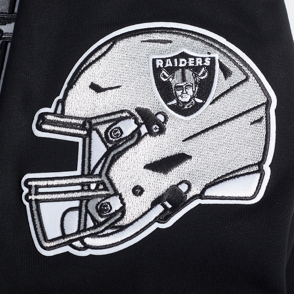 NFL LAS VEGAS RAIDERS TEAM PENNANTS MEN'S RIB FLEECE PULLOVER HOODIE (BLACK/GRAY) - Image 8