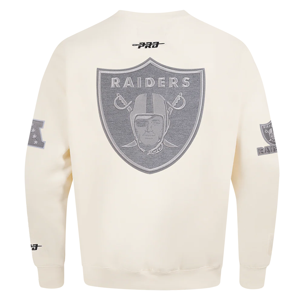 NFL LAS VEGAS RAIDERS REVERSE FRENCH TERRY MEN'S DROP SHOULDER FLEECE CREWNECK (EGGSHELL) - Image 3