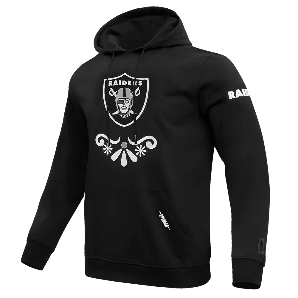 NFL LAS VEGAS RAIDERS SUGAR SKULL MEN'S FLEECE PULLOVER HOODIE (BLACK) - Image 2