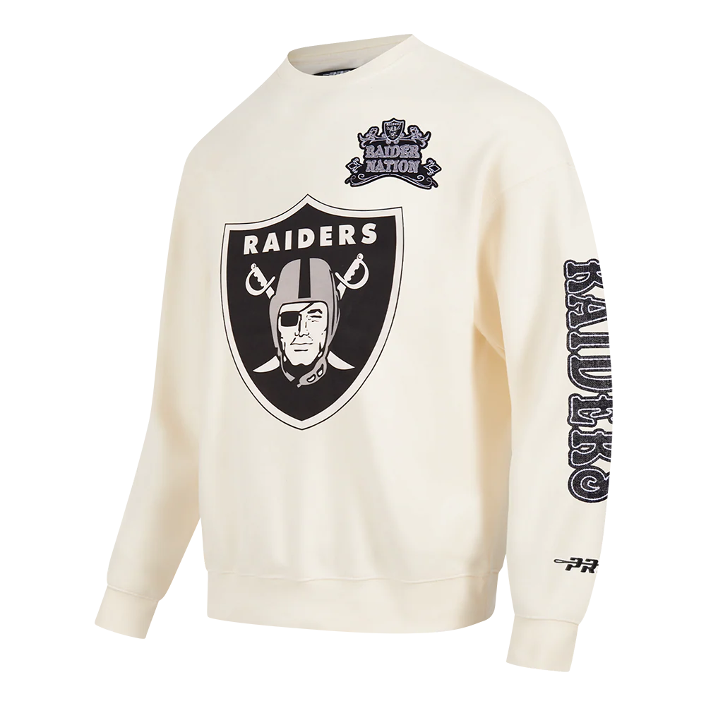 NFL LAS VEGAS RAIDERS REBEL ATHLETICS MEN'S FLC CREWNECK (EGGSHELL) - Image 3