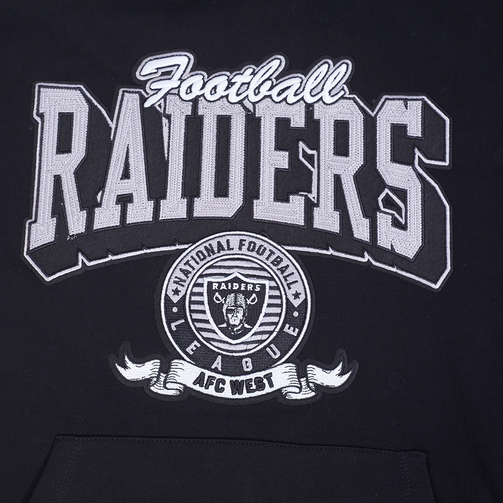 NFL LAS VEGAS RAIDERS TEAM BADGE MEN'S RIB PO HOODIE (BLACK/GRAY) - Image 17