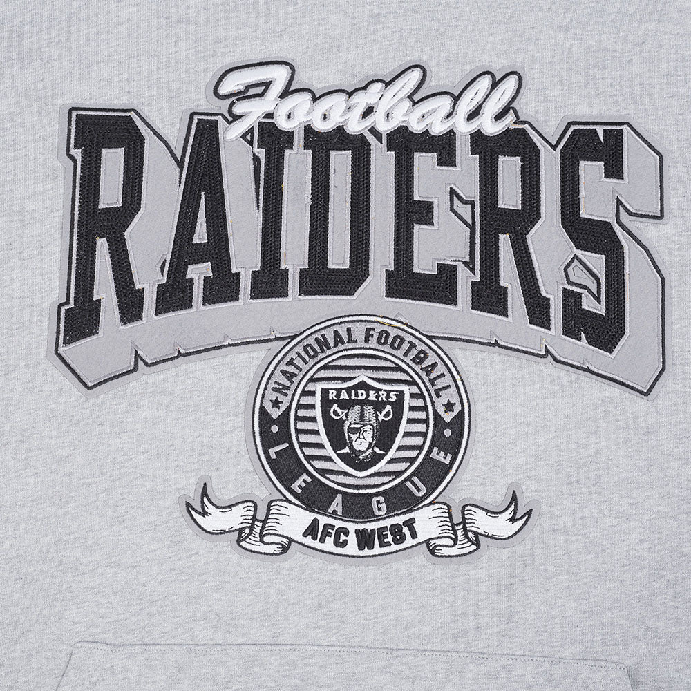 NFL LAS VEGAS RAIDERS TEAM BADGE MEN'S RIB PO HOODIE (HEATHER GRAY/BLACK) - Image 5
