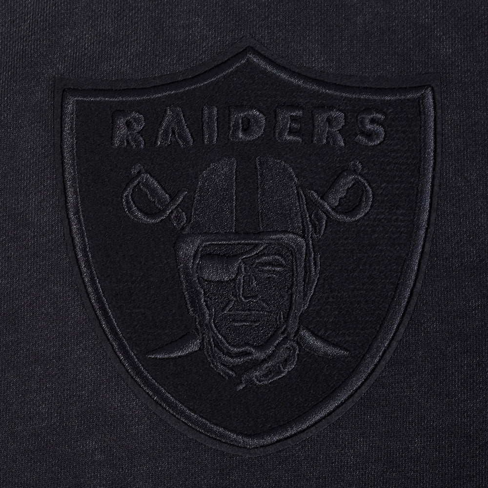 NFL LAS VEGAS RAIDERS WASHED CLASSIC MEN'S ENZYME WASH DROP SHOULDER HOODIE (WASHED BLACK) - Image 10