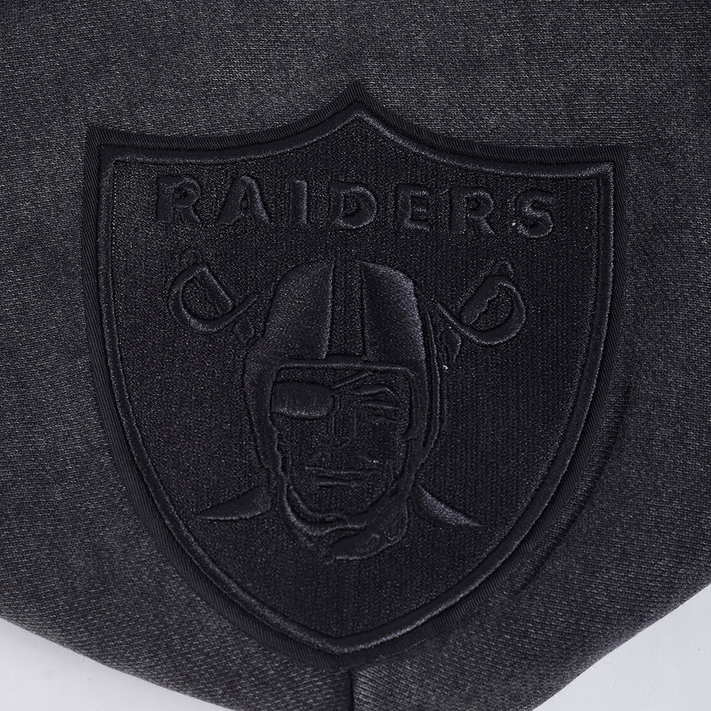 NFL LAS VEGAS RAIDERS WASHED CLASSIC MEN'S ENZYME WASH DROP SHOULDER HOODIE (WASHED BLACK) - Image 15