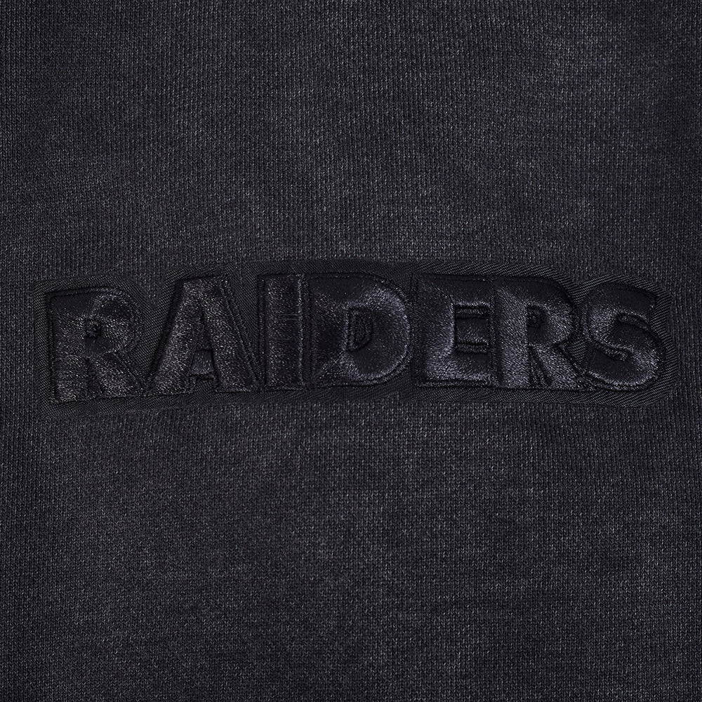 NFL LAS VEGAS RAIDERS WASHED CLASSIC MEN'S ENZYME WASH DROP SHOULDER HOODIE (WASHED BLACK) - Image 8