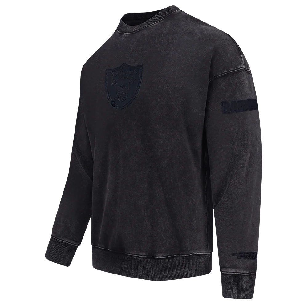 NFL LAS VEGAS RAIDERS WASHED VANGUARD MEN'S ENZYME WASH DROP SHOULDE (WASHED BLACK) - Image 4