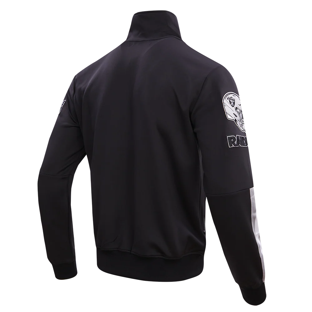NFL OAKLAND RAIDERS CLASSIC MEN'S DOUBLE KNIT TRACK JACKET (BLACK) - Image 4