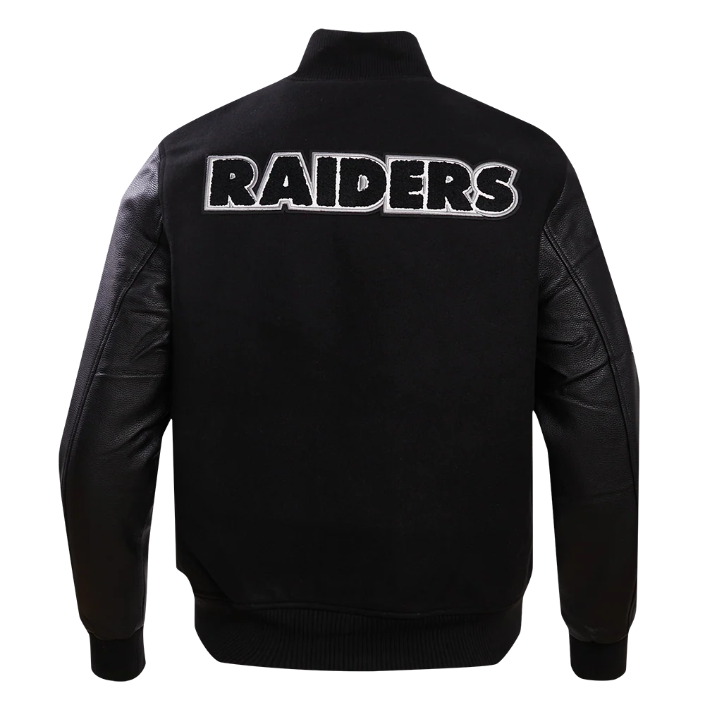 NFL LAS VEGAS RAIDERS CLASSIC WOOL MEN'S VARSITY JACKET (BLACK) - Image 4
