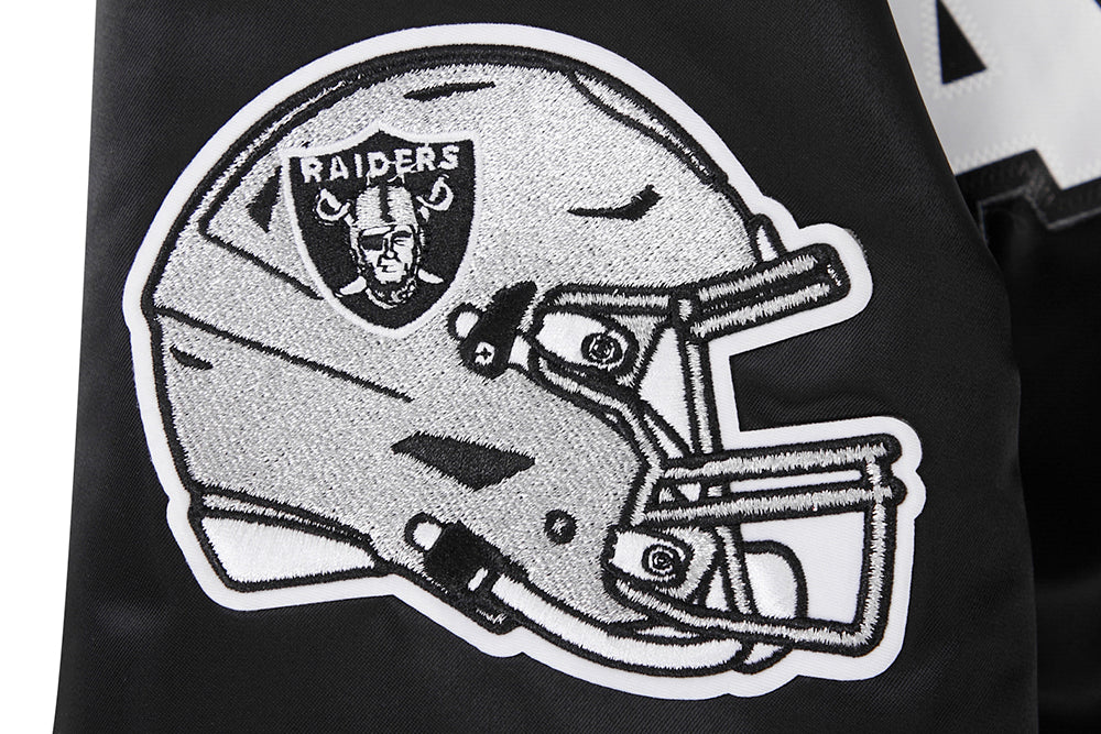 NFL LAS VEGAS RAIDERS BIG LOGO MEN'S SATIN JACKET (BLACK) - Image 6