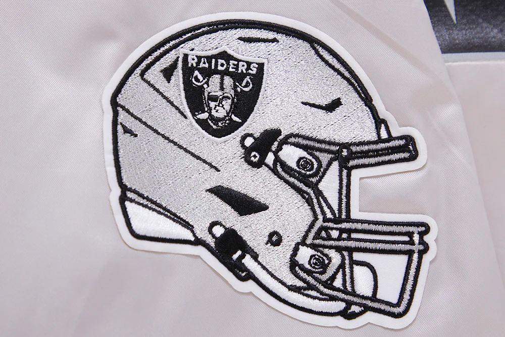 NFL LAS VEGAS RAIDERS BIG LOGO MEN'S SATIN JACKET (SILVER) - Image 7