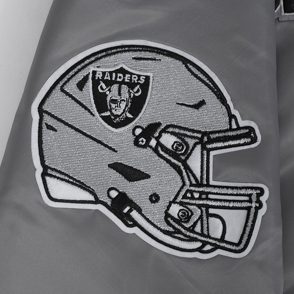 NFL LAS VEGAS RAIDERS SOUVENIR MEN'S SATIN JACKET (GRAY) - Image 5