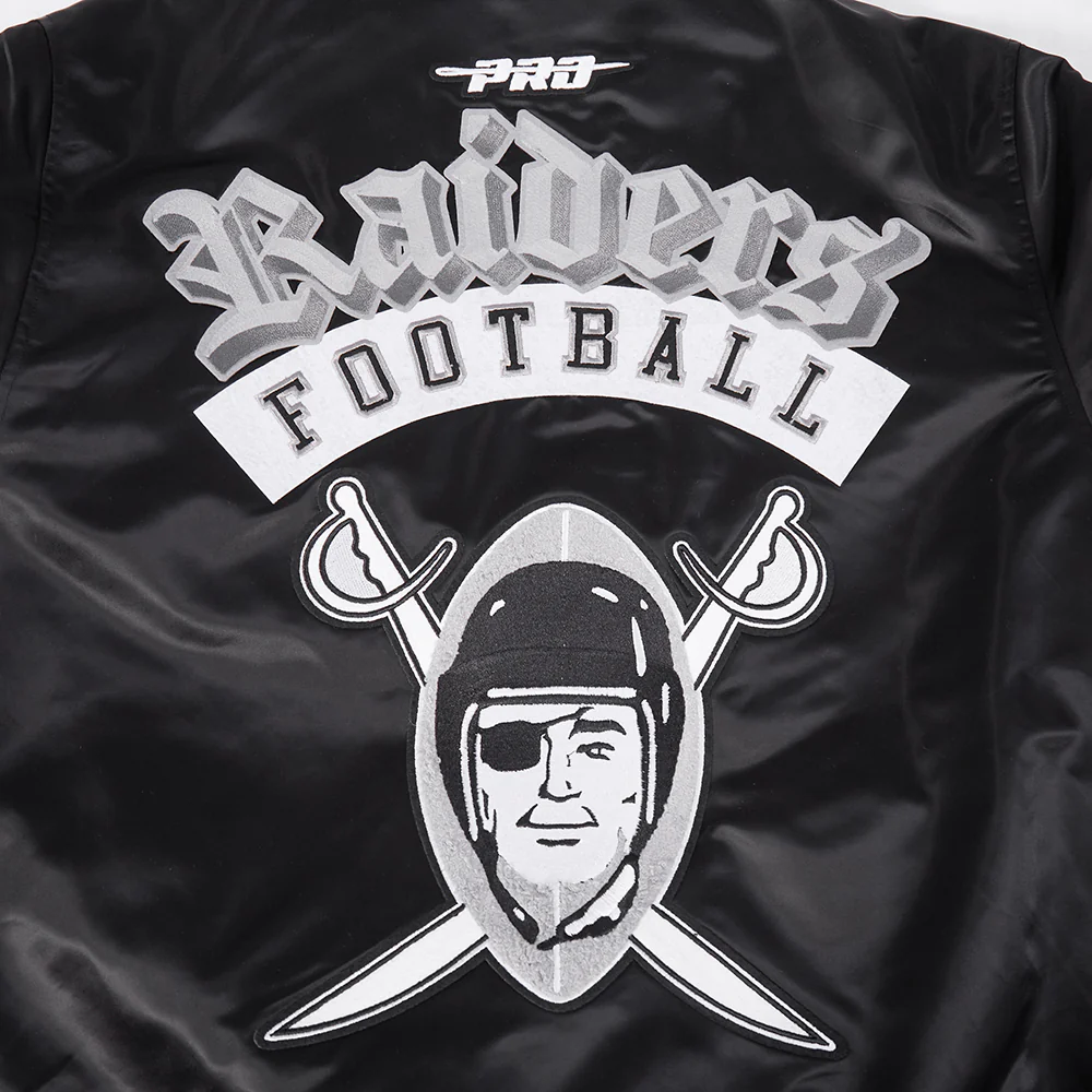 NFL LAS VEGAS RAIDERS BEST OF MEN'S RIB SATIN JACKET (BLACK/GRAY) - Image 7
