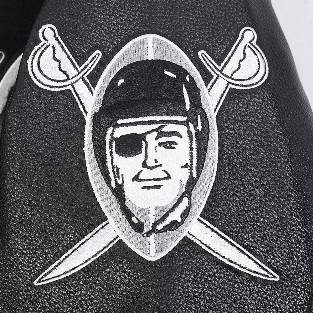 NFL LAS VEGAS RAIDERS BEST OF MEN'S RIB WOOL VARSITY JACKET (BLACK/GRAY) - Image 17