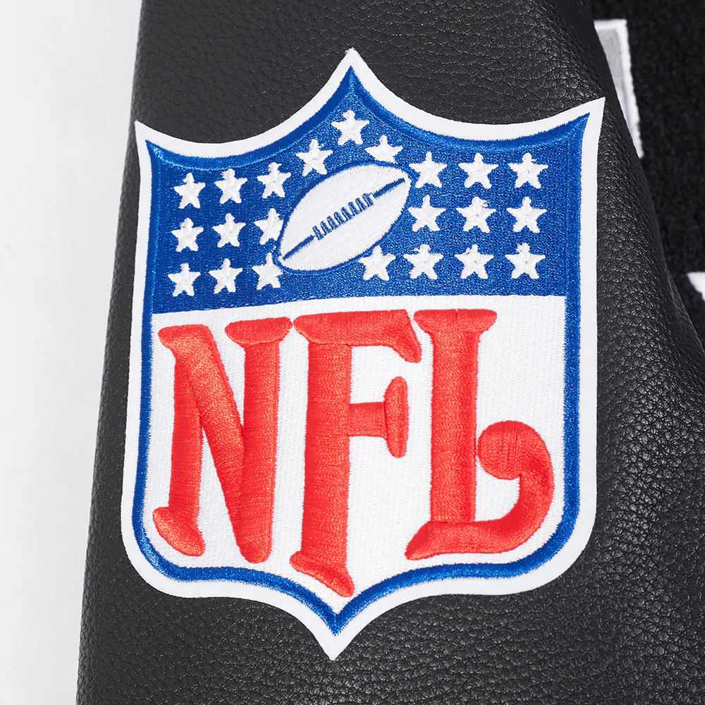 NFL LAS VEGAS RAIDERS BEST OF MEN'S RIB WOOL VARSITY JACKET (BLACK/GRAY) - Image 6