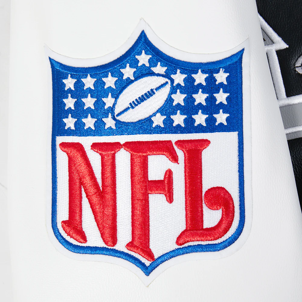 NFL LAS VEGAS RAIDERS BEST OF MEN'S LEATHER VARSITY JACKET (BLACK/WHITE) - Image 7