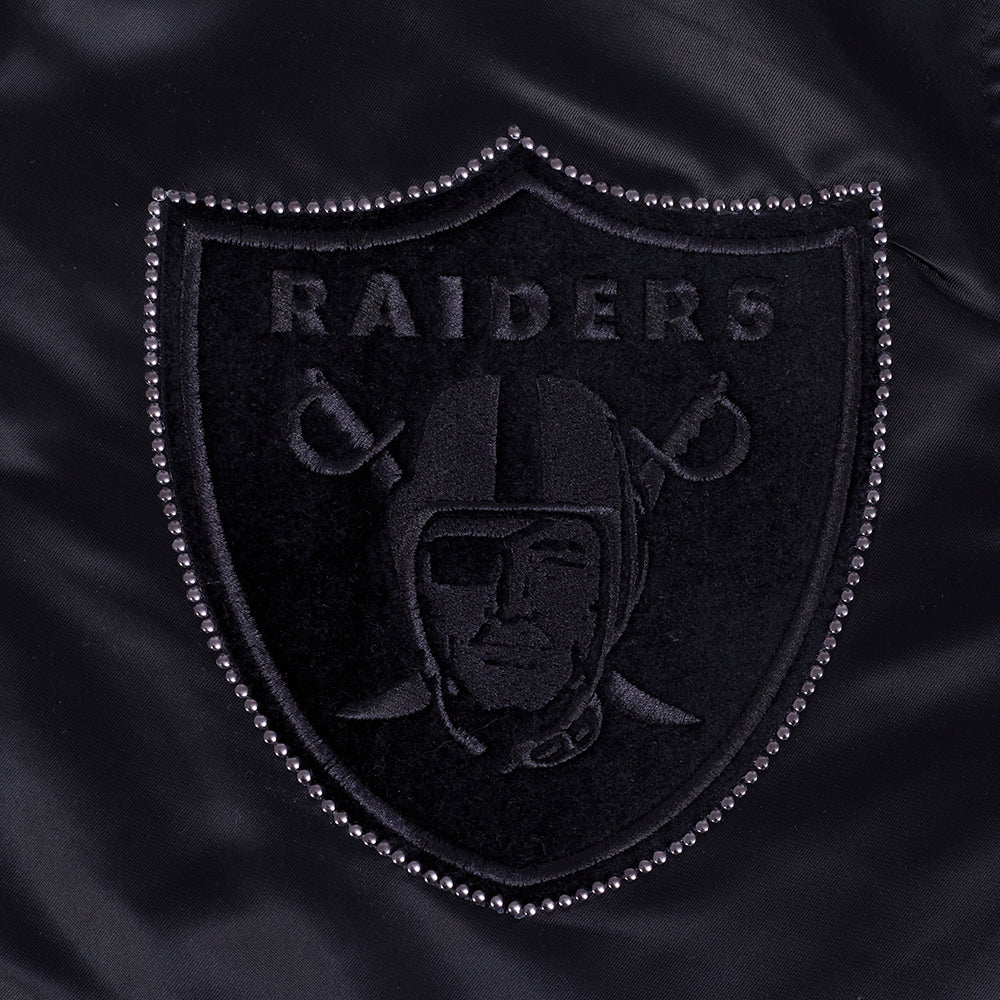 NFL LAS VEGAS RAIDERS BLACKOUT MEN'S SATIN JACKET (BLACK) - Image 8