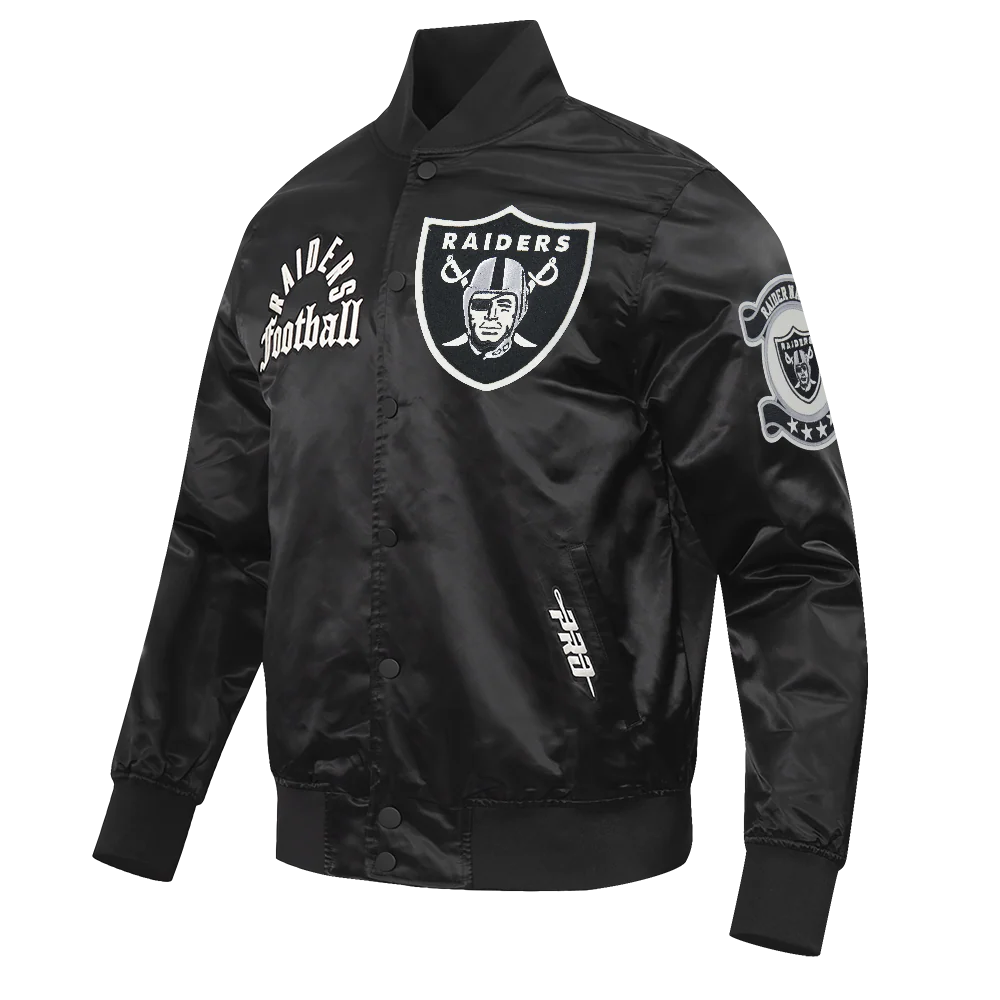 NFL LAS VEGAS RAIDERS MODERN ORIGINALS MEN'S SATIN JACKET (BLACK) - Image 5