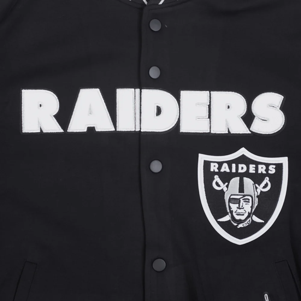 NFL LAS VEGAS RAIDERS PRO GAME DAY MEN'S DBL KNIT JACKET (BLACK/SILVER/WHITE) - Image 6
