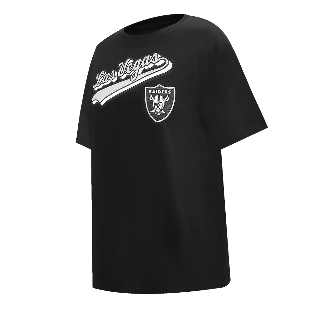 NFL LAS VEGAS RAIDERS SCRIPT TAIL WOMEN'S BOYFRIEND TEE (BLACK) - Image 2