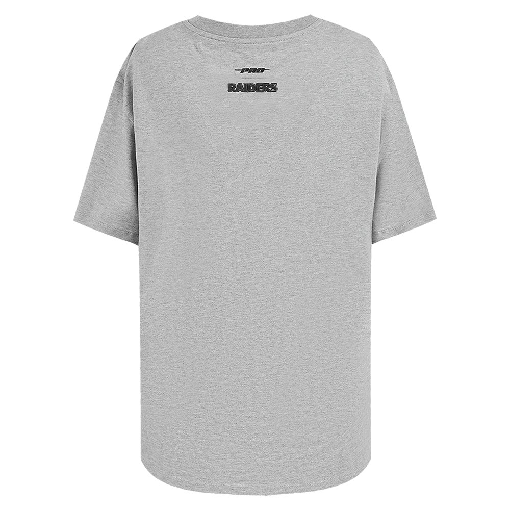 NFL LAS VEGAS RAIDERS SCRIPT TAIL WOMEN'S BOYFRIEND TEE (HEATHER GREY) - Image 3