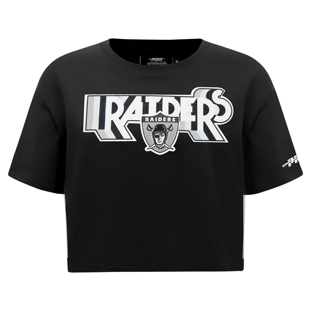 NFL LAS VEGAS RAIDERS RETRO ELEVATION WOMEN'S SINGLE JERSEY BOXY TEE (BLACK)