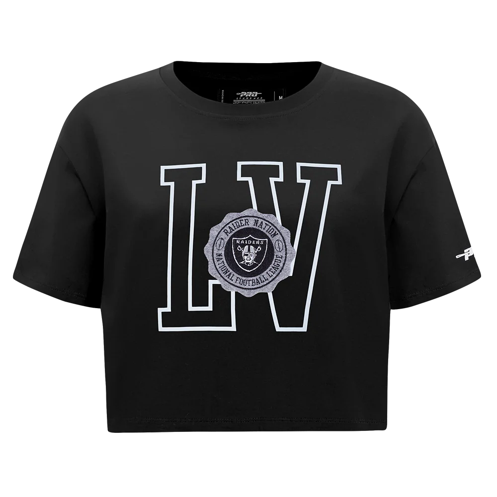 NFL LAS VEGAS RAIDERS CREST EMBLEM WOMEN'S SJ BOXY TEE (BLACK) - Image 3