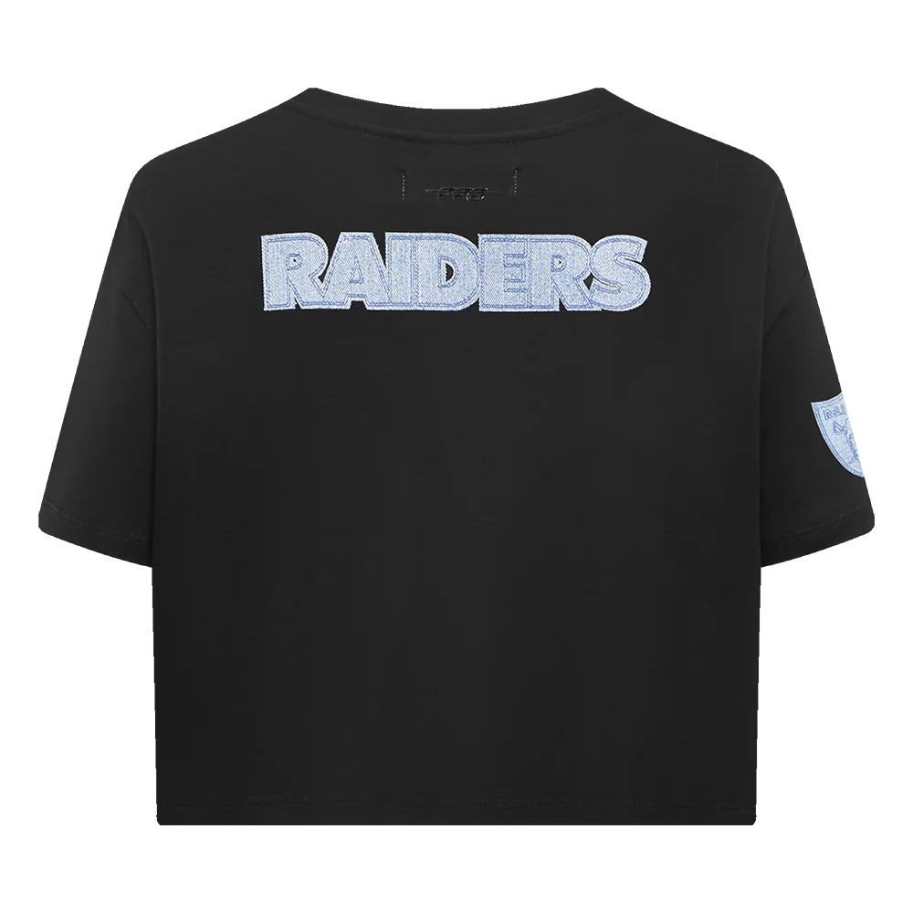 NFL LAS VEGAS RAIDERS VARSITY BLUES WOMEN'S BOXY TEE (BLACK) - Image 3
