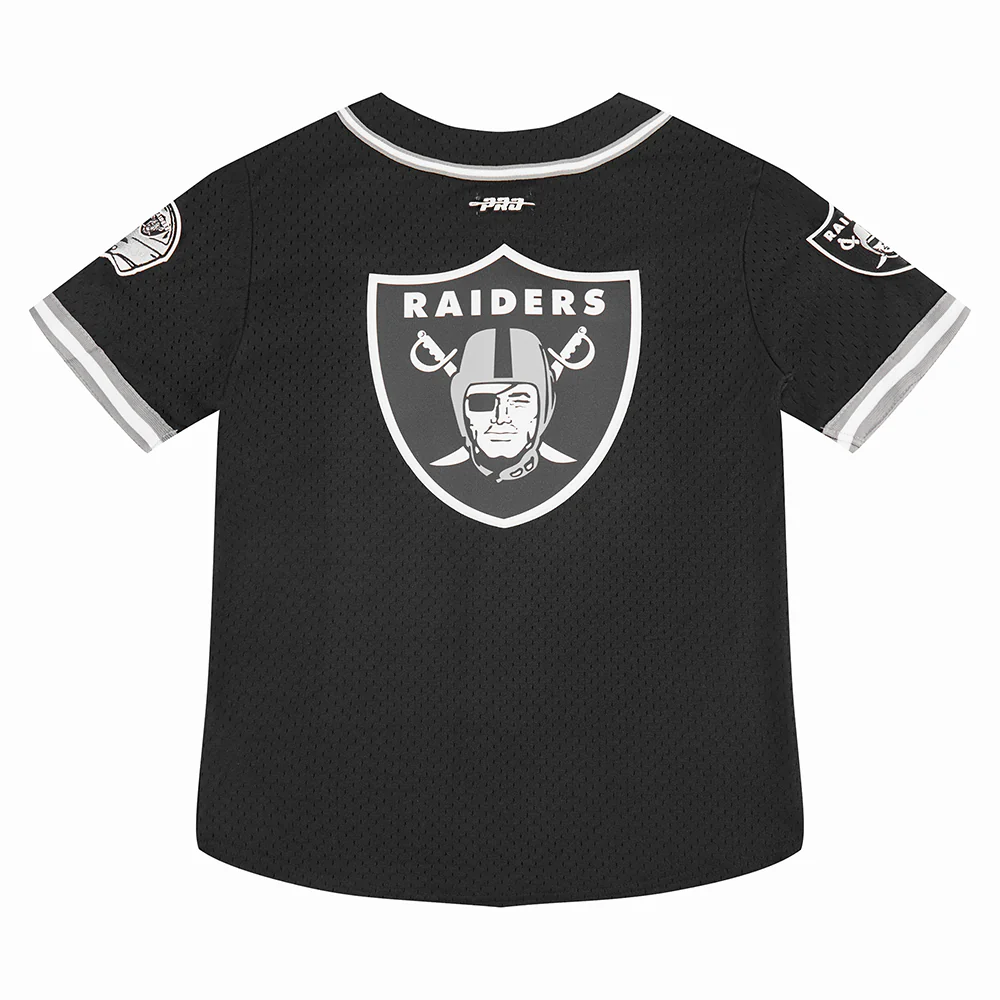 NFL LAS VEGAS RAIDERS CLASSIC BIG BOYS MESH BUTTON DOWN SHIRT (BLACK/GRAY) - Image 5